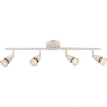 Barra spot 4 luces Amalfi Acero blanco brillo, Foco de luz ajustable 4 luces Blanco brillante, GU10