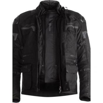 RST Chaqueta de Moto Adventure-X Negra - Chaqueta textil para hombre, color negro, diseño ergonómico, resistente al agua, múltiples bolsillos, forro térmico extraíble, protecciones CE en hombros y codos