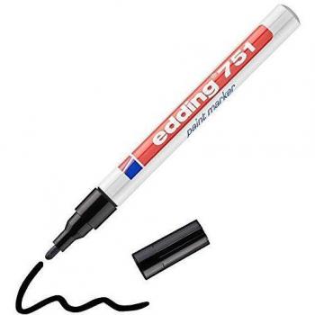 edding 751 Paint Marker - Black - 1 Pen - Round Tip 1-2 mm - Paint Marker for Marking and Labelling Metal, Glass, Rocks or Plastic - Heat-Resistant, Permanent, Smudge-Proof and Waterproof