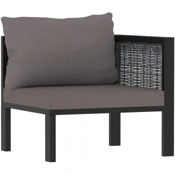 Sofá modular de esquina reposabrazos izquierdo Polyrattan antracita