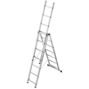 Escalera Transformable de Aluminio Hailo HobbyStep 3x11 Peldaños - Altura Máxima 7,86m