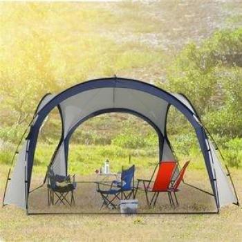 Outsunny Carpa de Fiesta 3.5x3.5m Gazebo con Toldo Abierto Impermeable y Protección UV para Eventos y Camping Gris Aosom
