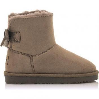 Mustang Kids Botines Sky Marrón con Pelo Interior y Lazo Trasero para Niña, Punta Redonda Sin Cierre