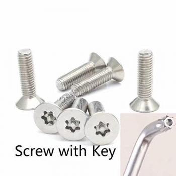 2 tornillos Torx de cabeza plana M10 x 80 mm, acero inoxidable antirrobo, tornillos Torx + llave inglesa.
