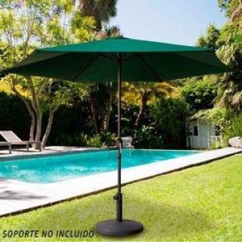 Parasol hexagonal Aktive Garden con chimenea y mástil de aluminio verde Ø250 cm