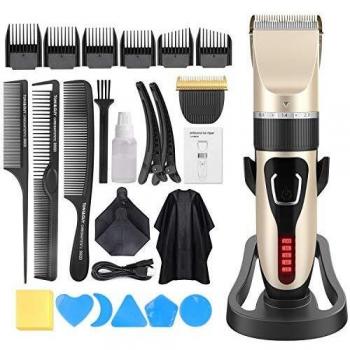 Cortapelos Profesional Hombres,Oudekay IPX7 Máquina Cortar Pelo Impermeable Kit Cuchilla de Titanio y Cerámica Pantalla LED,Cortadora de Pelo Inalámbrica Batería Recargable de Litio 2000mAh