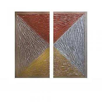 Pack 2 Cuadros Artesanales Lux Oro-Plata-Rosa 35x70 cm