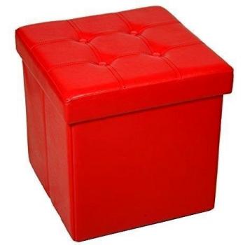 PAME 43540 - Puff plegable de polipiel, 45 x 45 x 45 cm, color rojo