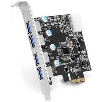 CSL - Tarjeta controladora USB 3.2 Super Speed de 4 Puertos PCIe Express - Tarjeta de eXPansión USB 3.0 - Nuevo Modelo nuevos Controladores - Distribuidor Interno USB