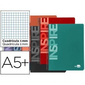 Liderpapel 10x Cuaderno Espiral Cuarto Inspire Tapa Dura 80h 60 gr Cuadro 5mm conmargen Colores Surtidos.