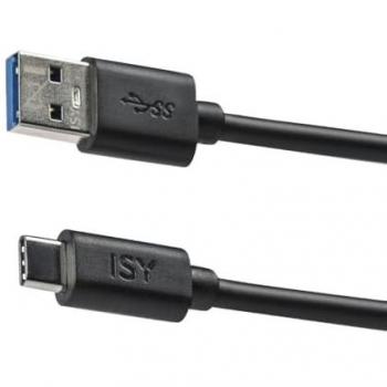 Cable USB 3.0 Universal ISY IUC-3000, USB-C a USB-A, 1 m, Negro