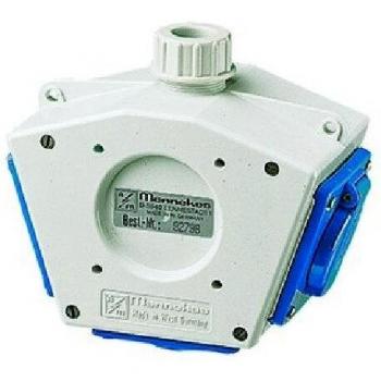 Mennekes 92798 Standard Delta Box - 3x Schuko Sockets, 16A, 230V, IP44 Hanging CEE Combination Socket