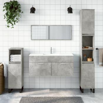 Mueble de baño con espejo gris hormigón madera multicapa Vidaxl