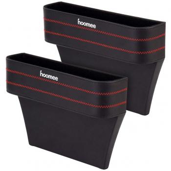 HOOMEE Organizador de Bolsillo Lateral Premium Para el Asiento del Coche. Con Colector de Monedas Desmontable -Accesorio Interior Para el Hueco del Asiento, Adapta a la Mayoría de los Coches -2 Piezas