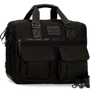 Pepe Jeans Denton Maletin para Portátil 15,6 Negro 40x30x11 cms Poliéster Reciclado