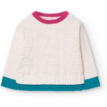 Boboli - Jersey de bebé niña con cuello redondo y manga larga, tejido de punto suave, manga larga, diseño colorido, ideal para el uso diario y ocasiones especiales