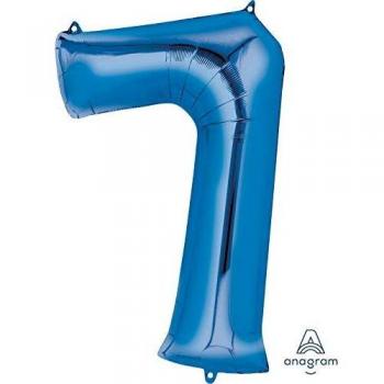 ToyCentre Amscan 23/58 x 35/88 cm Number 7 Super Shape Foil Balloon, Blue