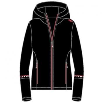 CMP Women's Fleece Hoodie Jacket with Fixed Hood - Black