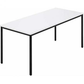 Mesa rectangular kaiserkraft de tubo cuadrado revestido, 1600 x 800 mm, blanca/antigris