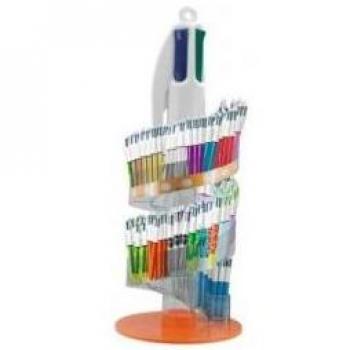 Bic 4 Colours Expositor de 216 Bolígrafos de Bola Retráctiles - Punta Media de 1.0mm - Tinta con Base de Aceite - 4 Colores - Diseños Surt