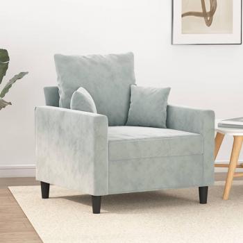 Sillón de terciopelo gris claro 60 cm Vidaxl