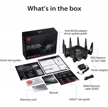 ASUS GT-AX11000 ROG Rapture 802.11ax Tri-Band Gaming Router, Speed Up to 1.1 Gbps, MU-MIMO With OFDMA Tech, 3 Level Game Boost, Gamers Private Network, Game Radar for Server Connection