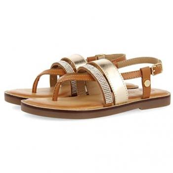 Sandalias de Piel Oro para Niña Gioseppo con Glitter y Mini Cristales modelo Loiza
