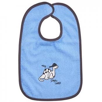 Babero grande, con bodado TINY DINO'S WORLD, color: azul claro, tamaño: 30x45 cm, Größe: 30/45