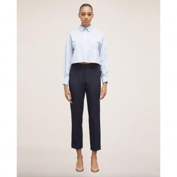 Pantalón recto de mujer liso con bolsillos americanos