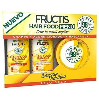 Garnier Fructis Cofre Hair Food Banana Nutritiva para Pelo Seco - Crea tu menú capilar compuesto por champú, acondicionador y mascarilla