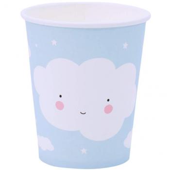 A Little Lovely Company PTCUPA10- Pack 12 Vasos de papel, diseño Nubes, Azul