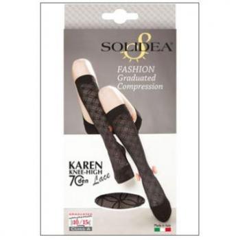 Medias hasta la rodilla Solidea Karen Lace 70 Den, compresión 10-15 mmHg, talla 1, color negro