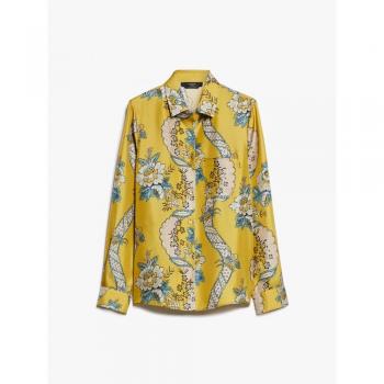 Weekend Max Mara Women's Oncia Silk Twill Shirt in Mustard Yellow, Size 42