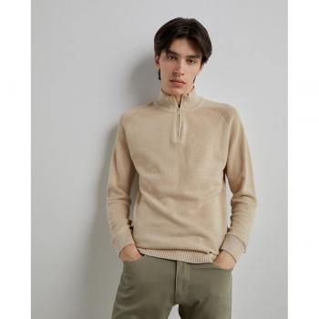 Easy Wear Jersey de hombre con cuello y cremallera, liso