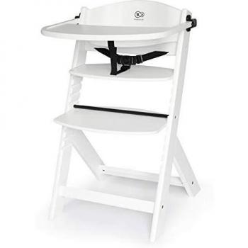 Kinderkraft Trona Bebé de Madera ENOCK, Evolutiva Silla Alta, Ergonómica, Regulable, Blanco completo, 1 Unidad