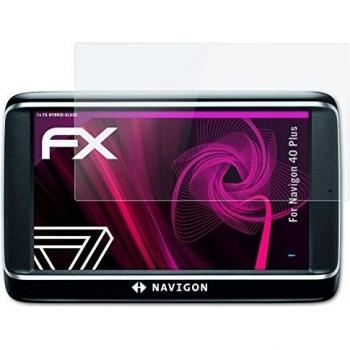 atFoliX Lámina Protectora de Cristal Navigon 40 Plus Película Vidrio - FX-Hybrid-Glass