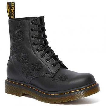 Dr. Martens 1460 Vonda Mono Floral Rose Black Leather Lace-Up Boots Size 41