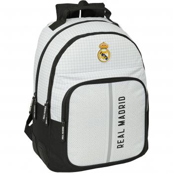 Mochila Doble Adaptable a Carro Real Madrid 1ª Equipación 24/25 - 42 cm, 20 Litros, Calidad y Resistencia con Garantía Safta 2025, Licencia Oficial