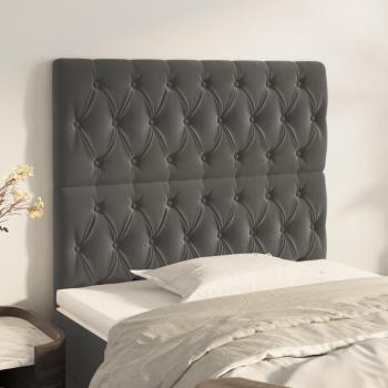 Cabeceros de terciopelo gris oscuro 100x7x78/88 cm - 2 unidades