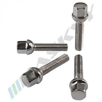 20 Tornillos de Rueda Pernos de Rueda M12x1, 5x40 R12 Esférico Cromo para Llantas de Aluminio
