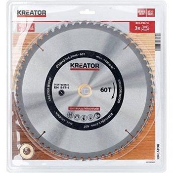 Kreator Disco de Sierra Circular para Madera 305 mm, Grosor 3.2 mm, 60 Dientes, Diámetro del Agujero 30 mm