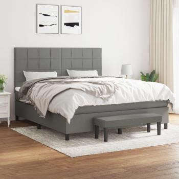 Cama box spring suave con colchón gris oscuro 160x200 cm tela