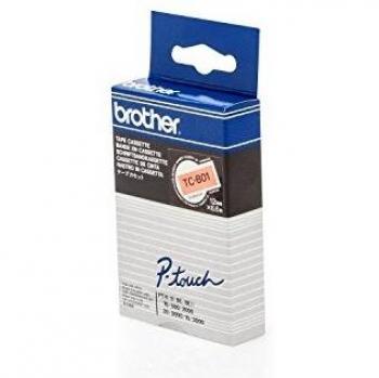 Brother TC-B010 Etiqueta laminada brillante - 12mm, Negro sobre Naranja