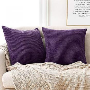 Deconovo Funda de Almohada Decorativa Cuadrado Suave 2 Piezas 40x40cm Púrpura