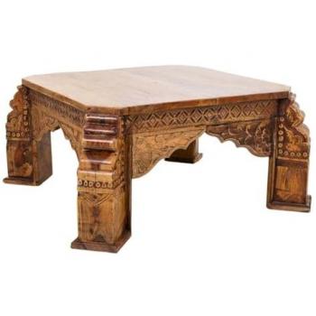 Mesa de Centro de Madera de Mango Acabado Artesanal 102 x 48 x 102 cm Marrón