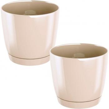 Maceta redonda de plástico WELLHOME Coubi Round P en color crema