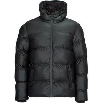 Schott Illinois Hooded Rubber Puffer Jacket in Black