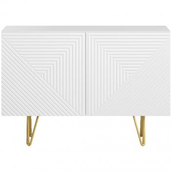 Aparador de diseño blanco y dorado con 2 puertas 107 cm OZEN