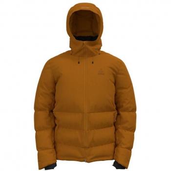 Chaqueta Cocoon S-Thermic de Odlo en color marrón anaranjado, con capucha, talla M
