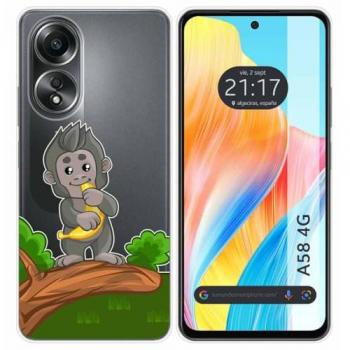 Funda Silicona Transparente Mono para Oppo A58 4G con Dibujos